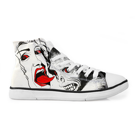 Lady & monkey - High-Top Canvas Shoes